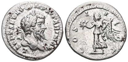 Ancient Roman Silver Coin Denarius Restored (Septimius Severus) + Pouch!