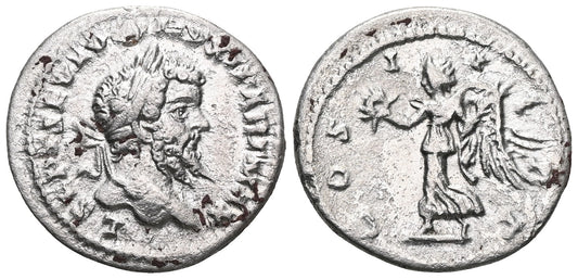 Ancient Roman Silver Coin Denarius Restored (Septimius Severus) + Pouch!