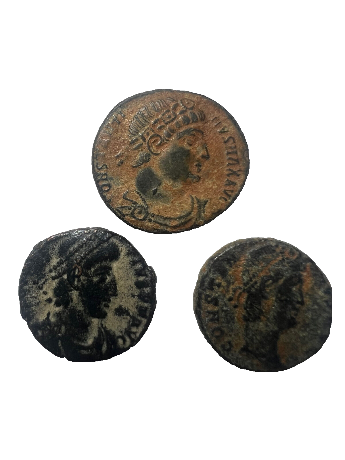 3 Genuine Uncleaned Ancient Roman Coins In Display Case