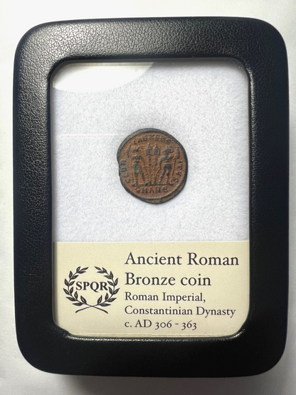 Genuine Constantinian Dynasty Ancient Roman Coin In Display Case (Beautifully Preserved)