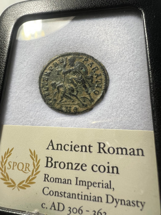 Genuine Ancient Roman Coin In Display Case - CONSTANTIUS II - Fallen Horseman -