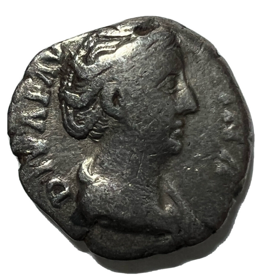 Ancient Roman Silver Denarius (Faustina I) + Pouch