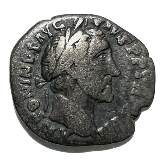 Ancient Roman Silver Denarius (Antoninus Pius) + POUCH!