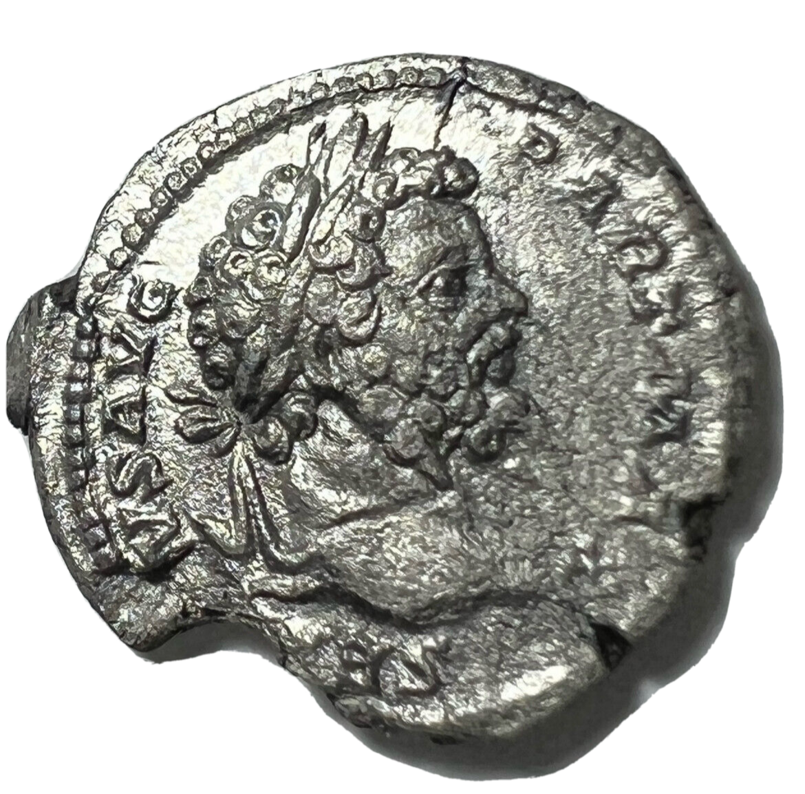 Ancient Roman Silver Coin Denarius Restored (Septimius Severus) + Pouch!