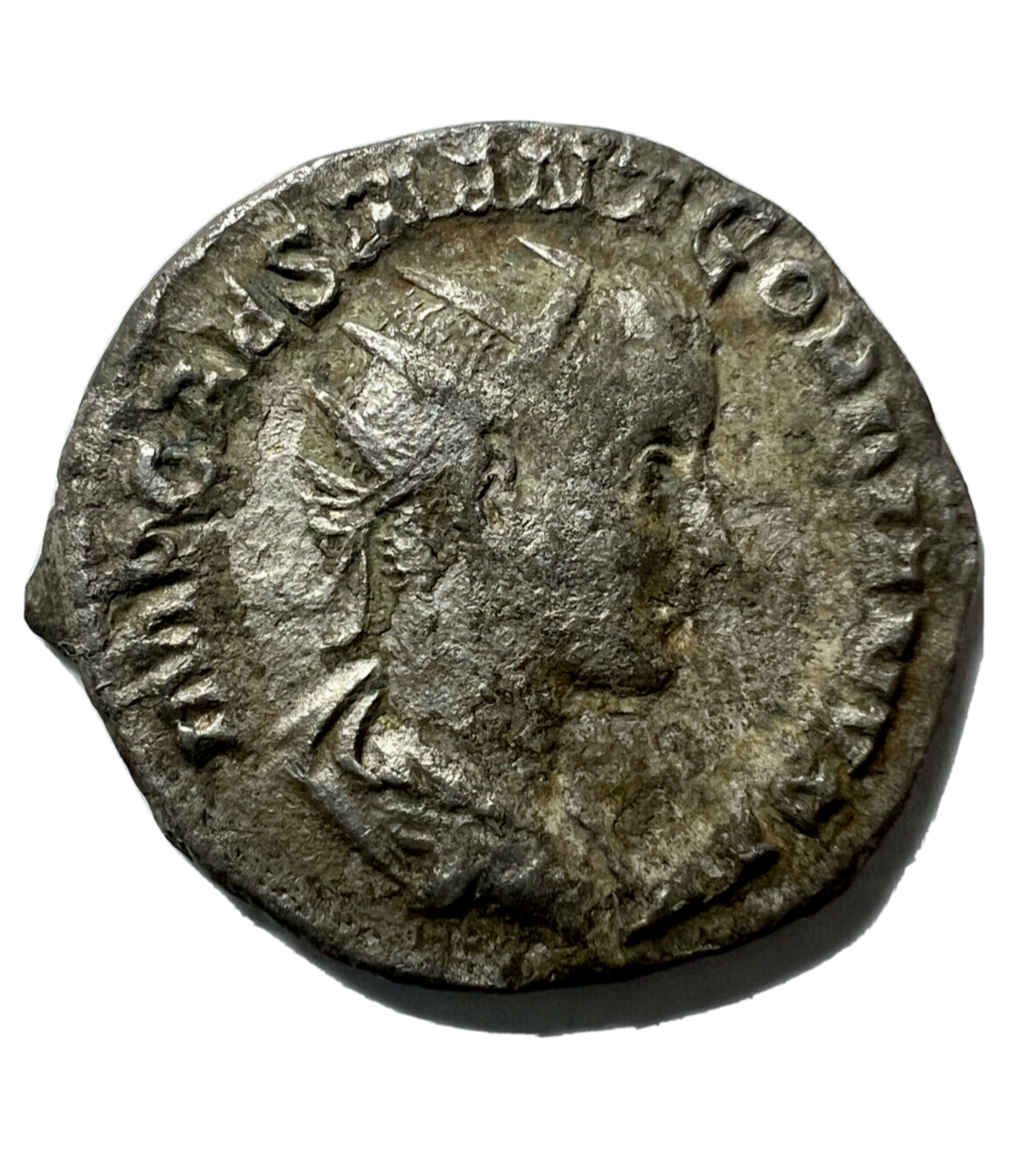 Ancient Roman Silver Coin Antoninianus (Gordian III) + Pouch!